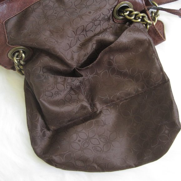 Fossil Brown Leather Crossover Fold Over Bag - Picture 7 of 8